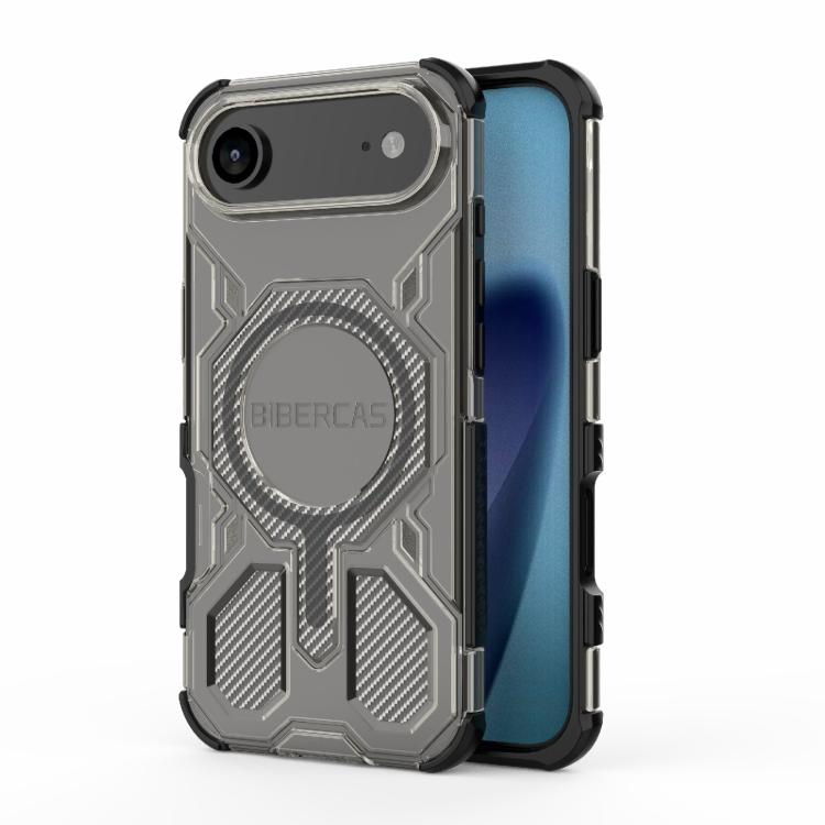 For iPhone Air BIBERCAS Transparent Color Series MagSafe Air Bag Shockproof Phone Case(Black) by BIBERCAS