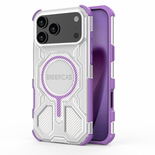 For iPhone 17 Pro Max BIBERCAS Transparent Color Series MagSafe Air Bag Shockproof Phone Case(Purple) by BIBERCAS