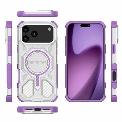 For iPhone 17 Pro Max BIBERCAS Transparent Color Series MagSafe Air Bag Shockproof Phone Case(Purple) by BIBERCAS