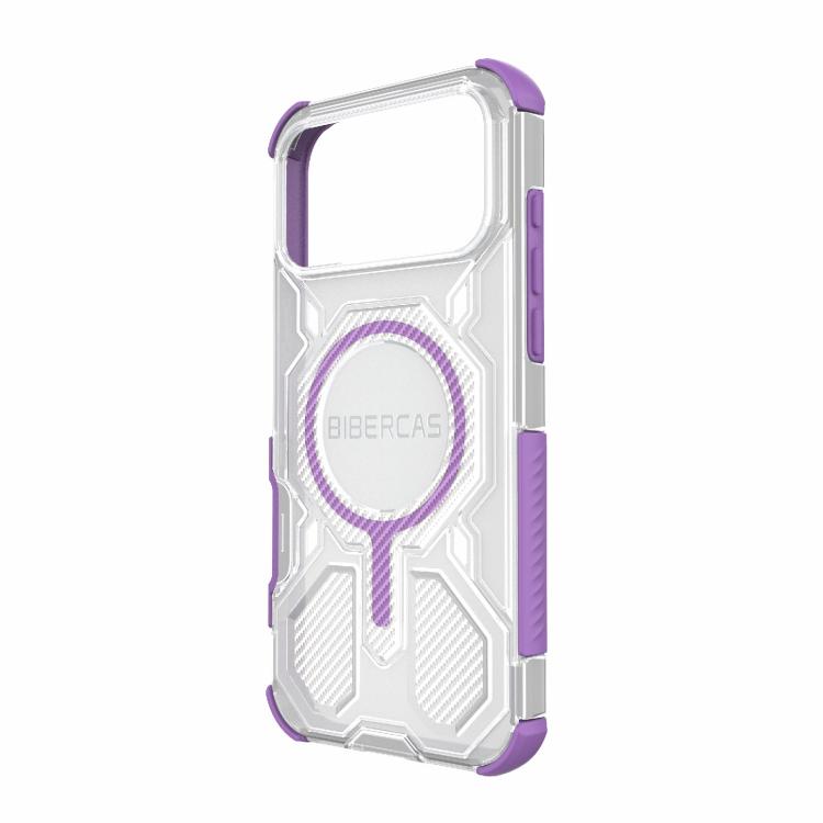 For iPhone 17 Pro Max BIBERCAS Transparent Color Series MagSafe Air Bag Shockproof Phone Case(Purple) by BIBERCAS