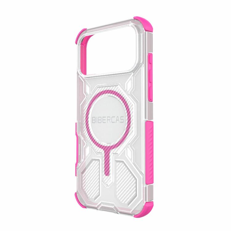 For iPhone 17 Pro Max BIBERCAS Transparent Color Series MagSafe Air Bag Shockproof Phone Case(Pink) by BIBERCAS