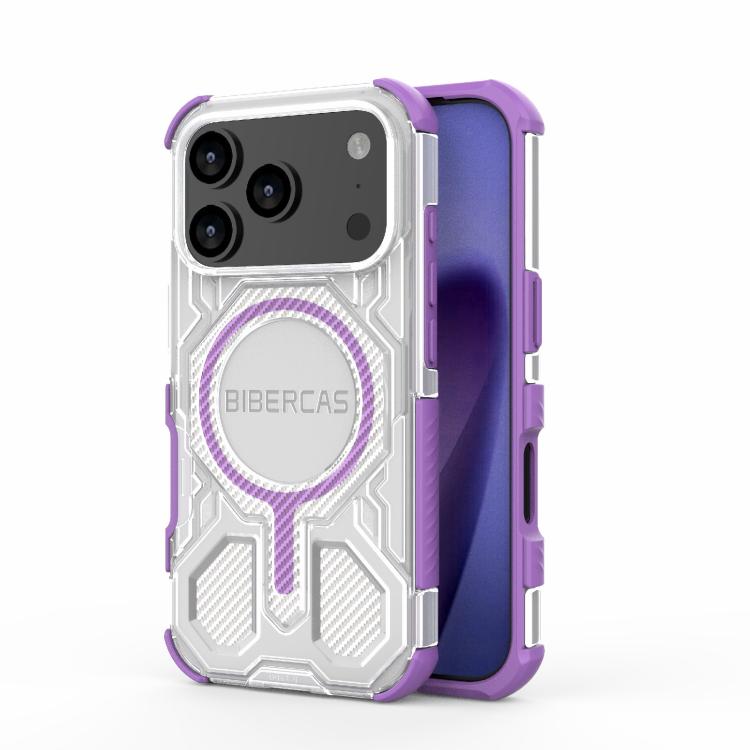 For iPhone 17 Pro BIBERCAS Transparent Color Series MagSafe Air Bag Shockproof Phone Case(Purple) by BIBERCAS