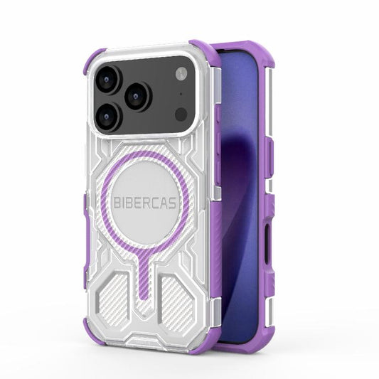 For iPhone 17 Pro BIBERCAS Transparent Color Series MagSafe Air Bag Shockproof Phone Case(Purple) by BIBERCAS