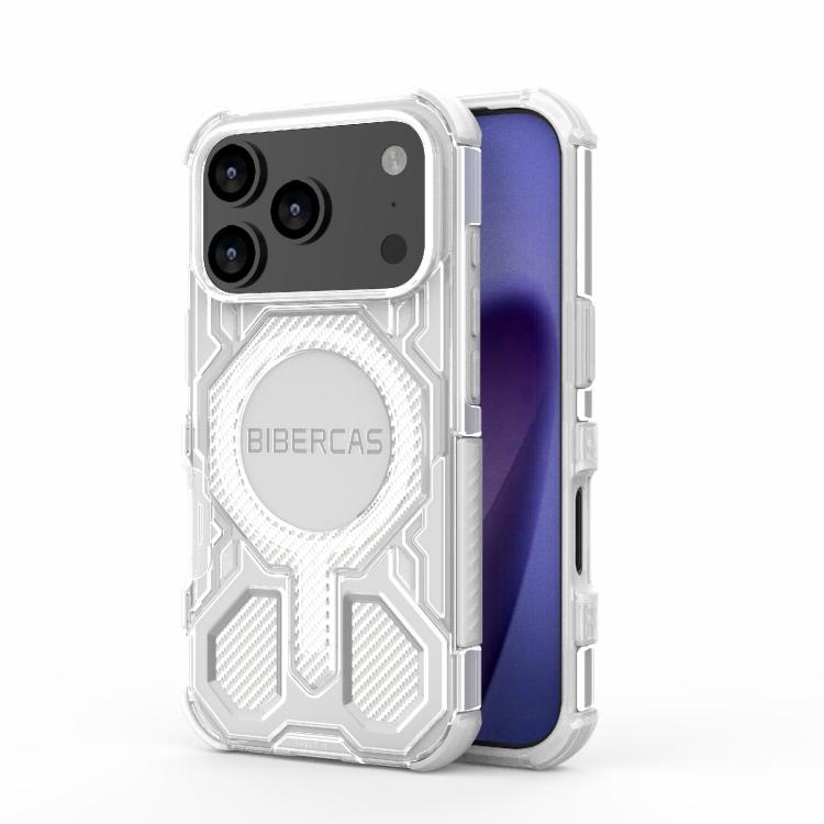 For iPhone 17 Pro BIBERCAS Transparent Color Series MagSafe Air Bag Shockproof Phone Case(White) by BIBERCAS