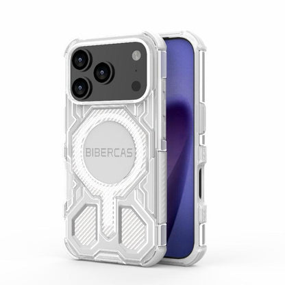 For iPhone 17 Pro BIBERCAS Transparent Color Series MagSafe Air Bag Shockproof Phone Case(White) by BIBERCAS