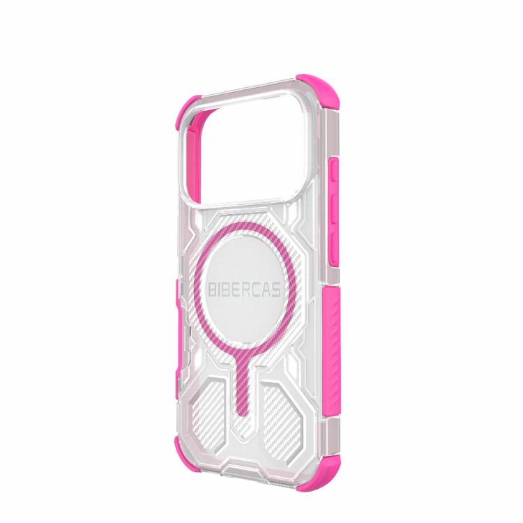 For iPhone 17 Pro BIBERCAS Transparent Color Series MagSafe Air Bag Shockproof Phone Case(Pink) by BIBERCAS