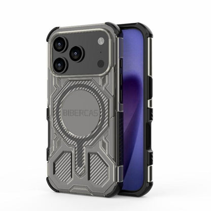 For iPhone 17 Pro BIBERCAS Transparent Color Series MagSafe Air Bag Shockproof Phone Case(Black) by BIBERCAS