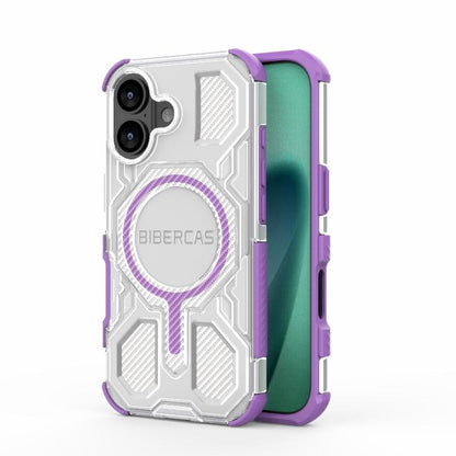 For iPhone 17 BIBERCAS Transparent Color Series MagSafe Air Bag Shockproof Phone Case(Purple) by BIBERCAS