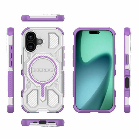 For iPhone 17 BIBERCAS Transparent Color Series MagSafe Air Bag Shockproof Phone Case(Purple) by BIBERCAS