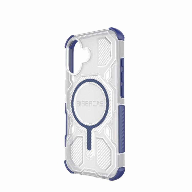 For iPhone 17 BIBERCAS Transparent Color Series MagSafe Air Bag Shockproof Phone Case(Blue) by BIBERCAS