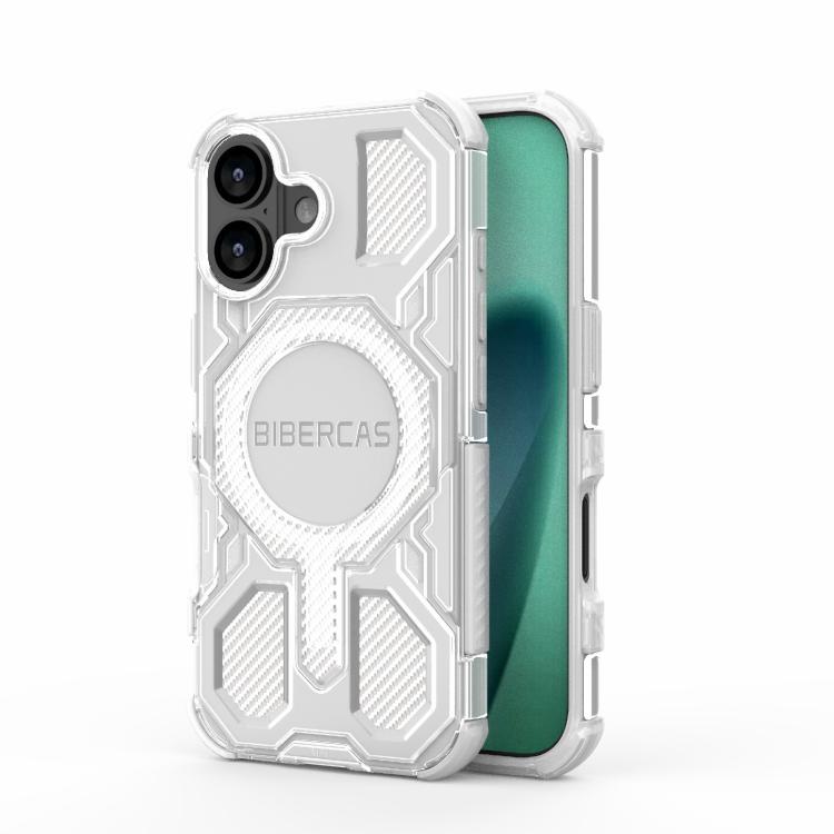 For iPhone 17 BIBERCAS Transparent Color Series MagSafe Air Bag Shockproof Phone Case(White) by BIBERCAS