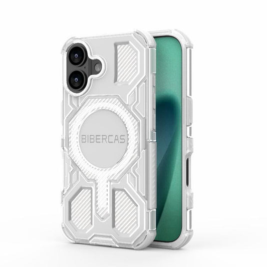 For iPhone 17 BIBERCAS Transparent Color Series MagSafe Air Bag Shockproof Phone Case(White) by BIBERCAS