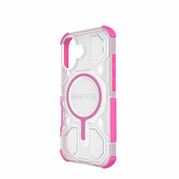 For iPhone 17 BIBERCAS Transparent Color Series MagSafe Air Bag Shockproof Phone Case(Pink) by BIBERCAS