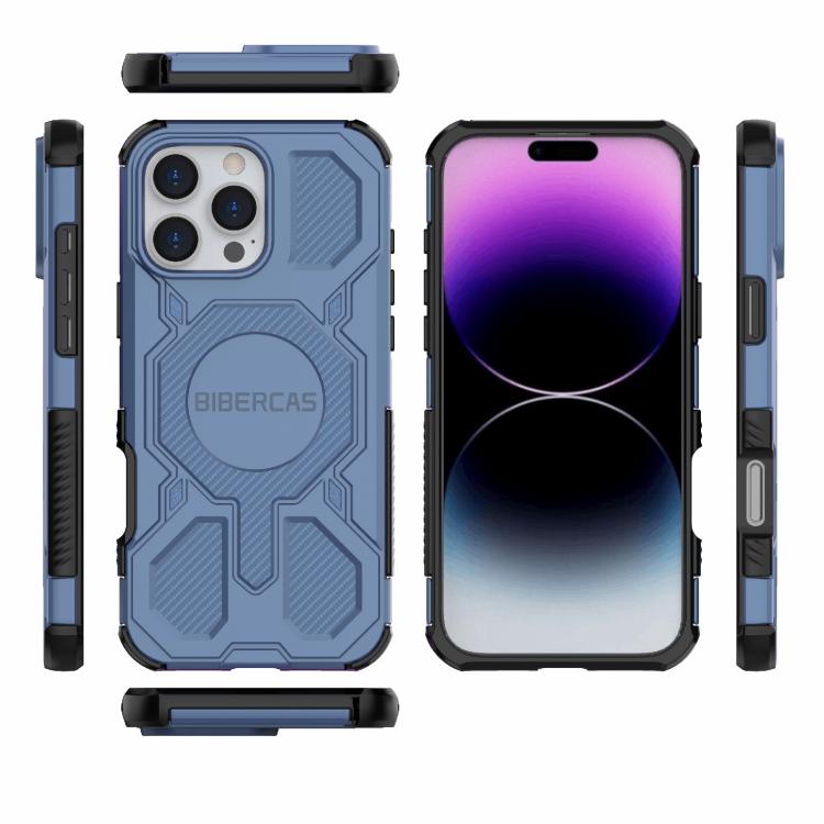 For iPhone 16 Pro Max BIBERCAS Real Color Series MagSafe Shockproof Phone Case(Blue) by BIBERCAS