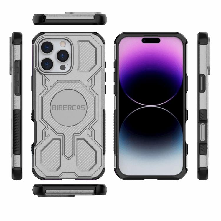 For iPhone 16 Pro Max BIBERCAS Real Color Series MagSafe Shockproof Phone Case(Gray) by BIBERCAS