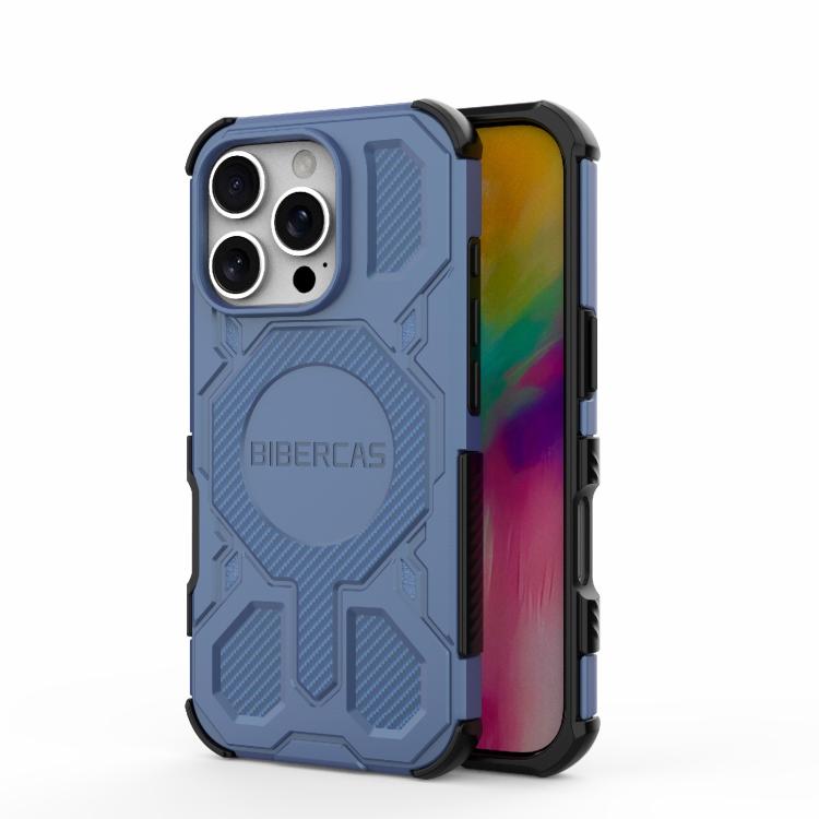 For iPhone 16 Pro BIBERCAS Real Color Series MagSafe Shockproof Phone Case(Blue) by BIBERCAS