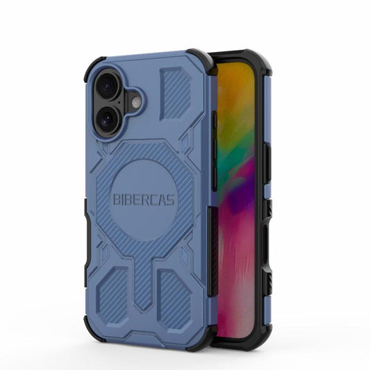 For iPhone 16 BIBERCAS Real Color Series MagSafe Shockproof Phone Case(Blue) by BIBERCAS