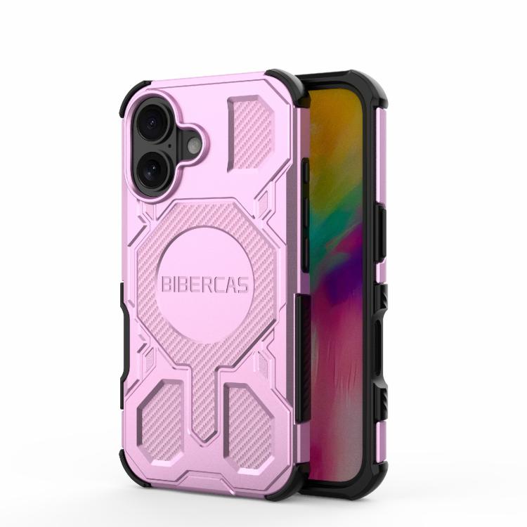 For iPhone 16 BIBERCAS Real Color Series MagSafe Shockproof Phone Case(Pink) by BIBERCAS