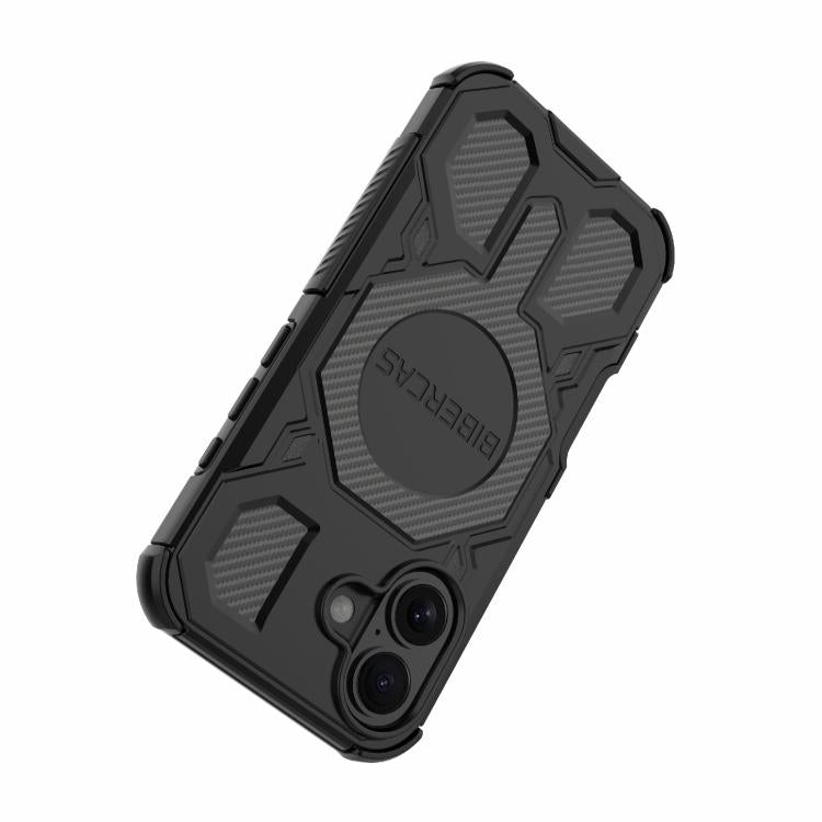 For iPhone 16 BIBERCAS Real Color Series MagSafe Shockproof Phone Case(Black) by BIBERCAS
