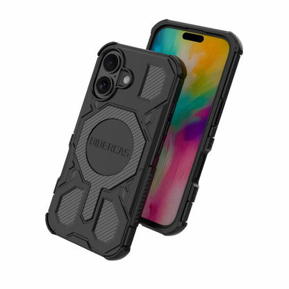 For iPhone 16 BIBERCAS Real Color Series MagSafe Shockproof Phone Case(Black) by BIBERCAS