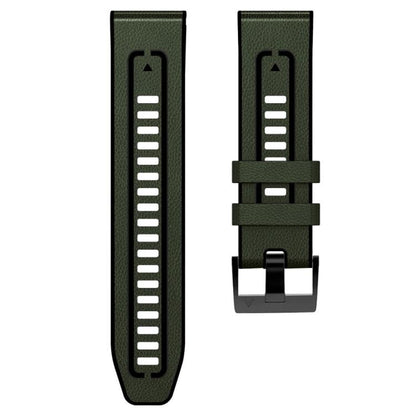 For Garmin 22mm xDfind Leather Skin Silicone Quick Release Watch Band(Army Green) by xDfind