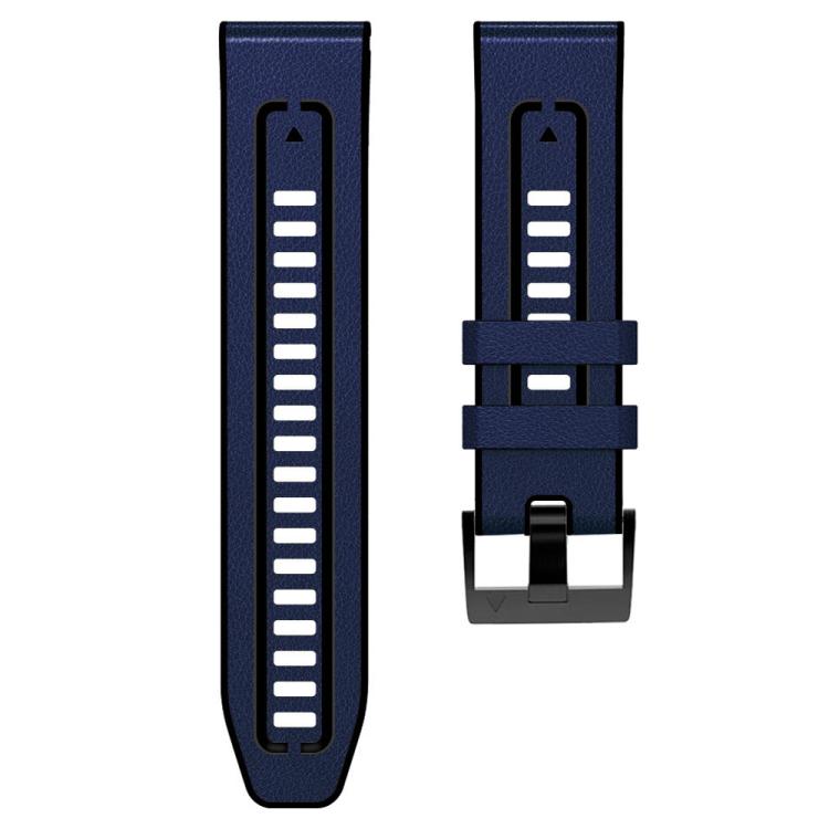 For Garmin 22mm xDfind Leather Skin Silicone Quick Release Watch Band(Dark Blue) by xDfind