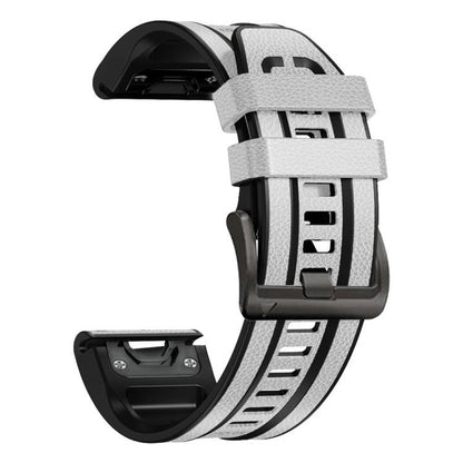 For Garmin 22mm xDfind Leather Skin Silicone Quick Release Watch Band(White) by xDfind
