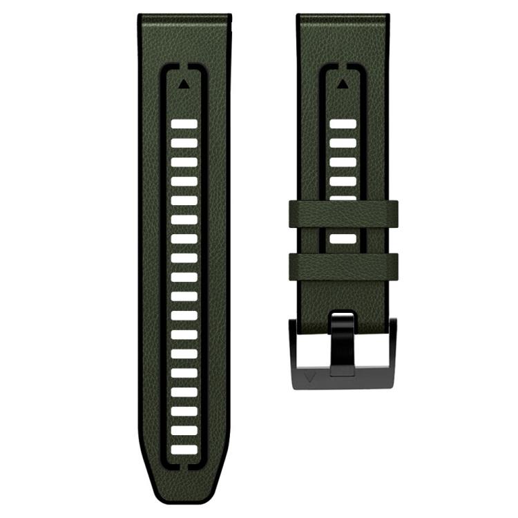 For Garmin 26mm xDfind Leather Skin Silicone Quick Release Watch Band(Army Green) by xDfind