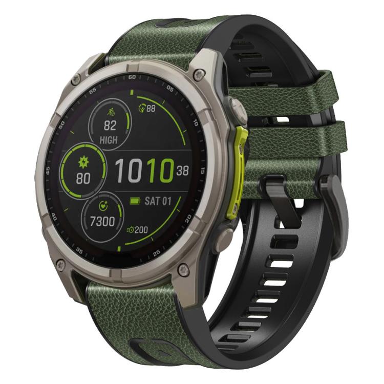 For Garmin 26mm xDfind Leather Skin Silicone Quick Release Watch Band(Army Green) by xDfind