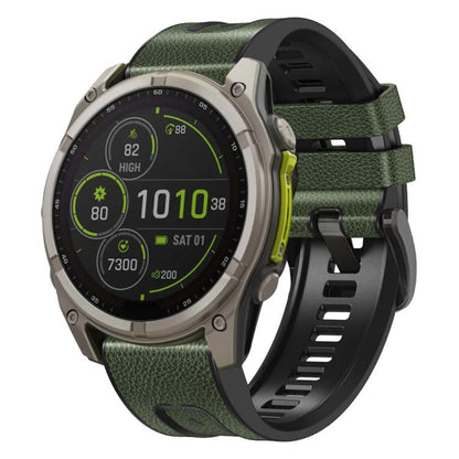 For Garmin 26mm xDfind Leather Skin Silicone Quick Release Watch Band(Army Green) by xDfind