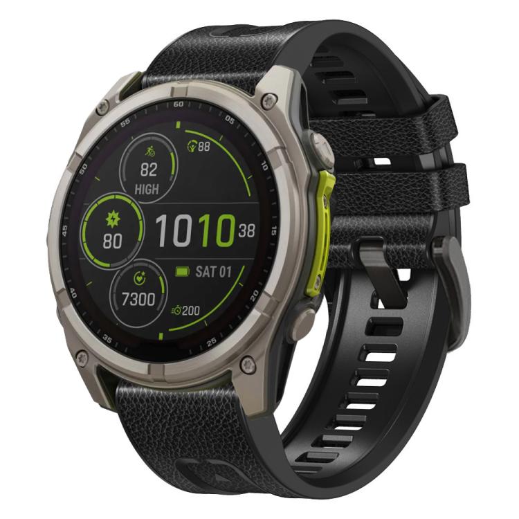 For Garmin 26mm xDfind Leather Skin Silicone Quick Release Watch Band(Black) by xDfind