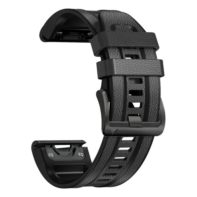 For Garmin 26mm xDfind Leather Skin Silicone Quick Release Watch Band(Charcoal Gray) by xDfind