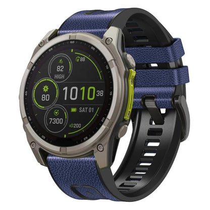 For Garmin 26mm xDfind Leather Skin Silicone Quick Release Watch Band(Dark Blue) by xDfind