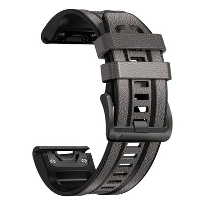 For Garmin 26mm xDfind Leather Skin Silicone Quick Release Watch Band(Starry Gray) by xDfind