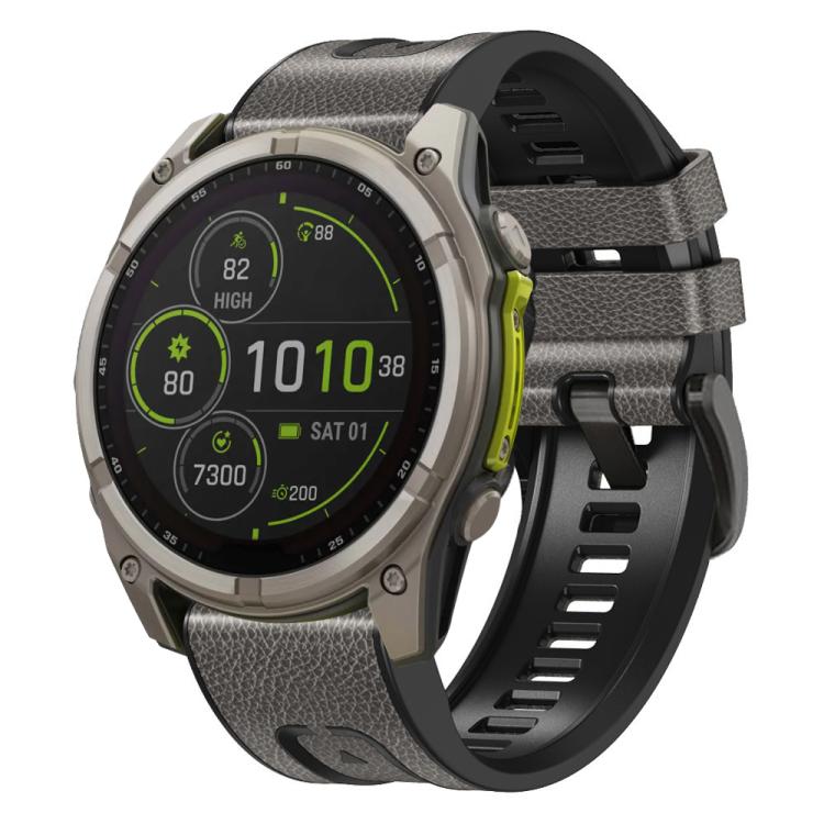 For Garmin 26mm xDfind Leather Skin Silicone Quick Release Watch Band(Starry Gray) by xDfind