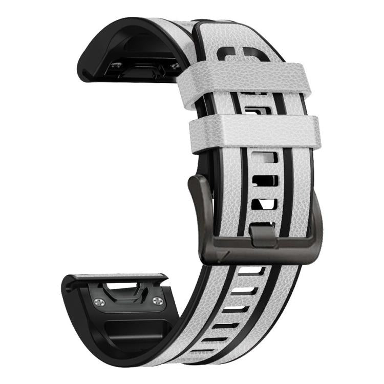 For Garmin 26mm xDfind Leather Skin Silicone Quick Release Watch Band(White) by xDfind