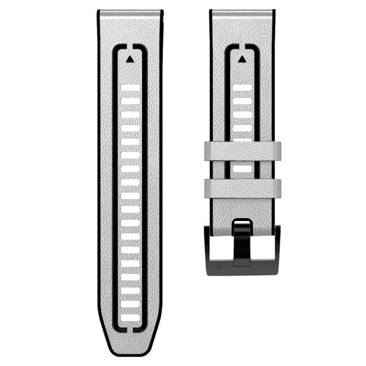 For Garmin 26mm xDfind Leather Skin Silicone Quick Release Watch Band(White) by xDfind