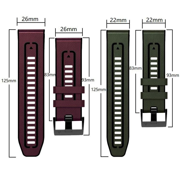 For Garmin 26mm xDfind Leather Skin Silicone Quick Release Watch Band(Dark Brown) by xDfind