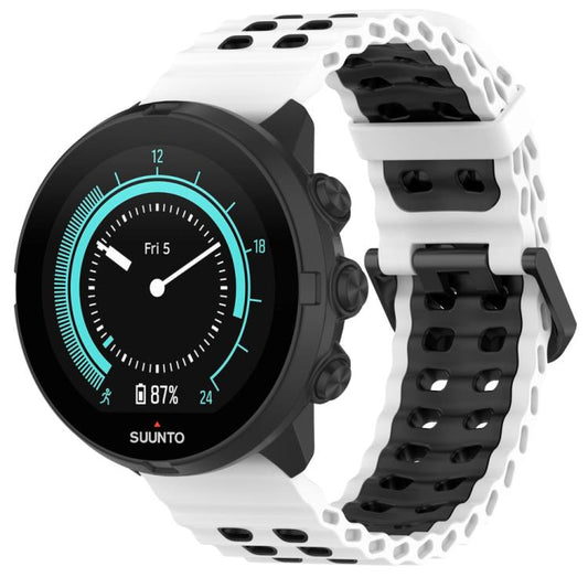 For Suunto 9 / 7 / Spartan Sport xDfind Ocean Dual Pin Buckle Silicone Watch Band(White Black) by xDfind