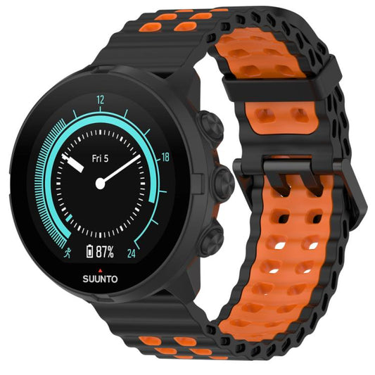 For Suunto 9 / 7 / Spartan Sport xDfind Ocean Dual Pin Buckle Silicone Watch Band(Black Orange) by xDfind