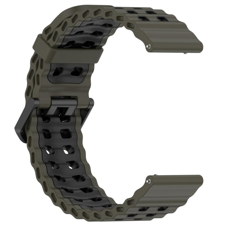 For Suunto 9 / 7 / Spartan Sport xDfind Ocean Dual Pin Buckle Silicone Watch Band(Army Green Black) by xDfind