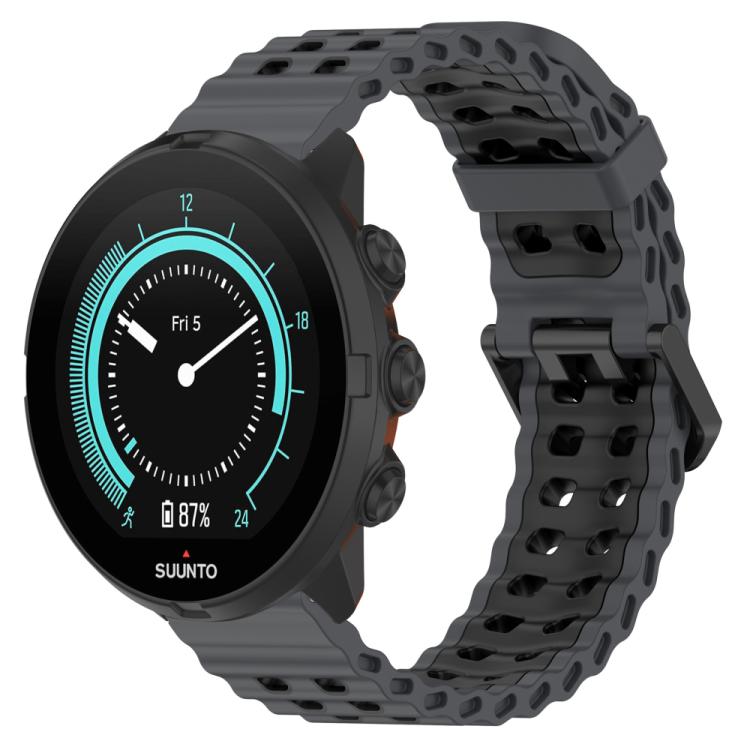 For Suunto 9 / 7 / Spartan Sport xDfind Ocean Dual Pin Buckle Silicone Watch Band(Coal Black) by xDfind