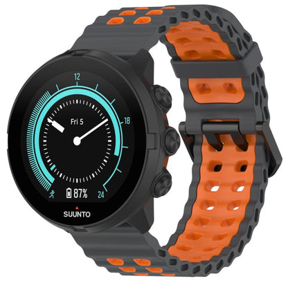 For Suunto 9 / 7 / Spartan Sport xDfind Ocean Dual Pin Buckle Silicone Watch Band(Space Grey Orange) by xDfind