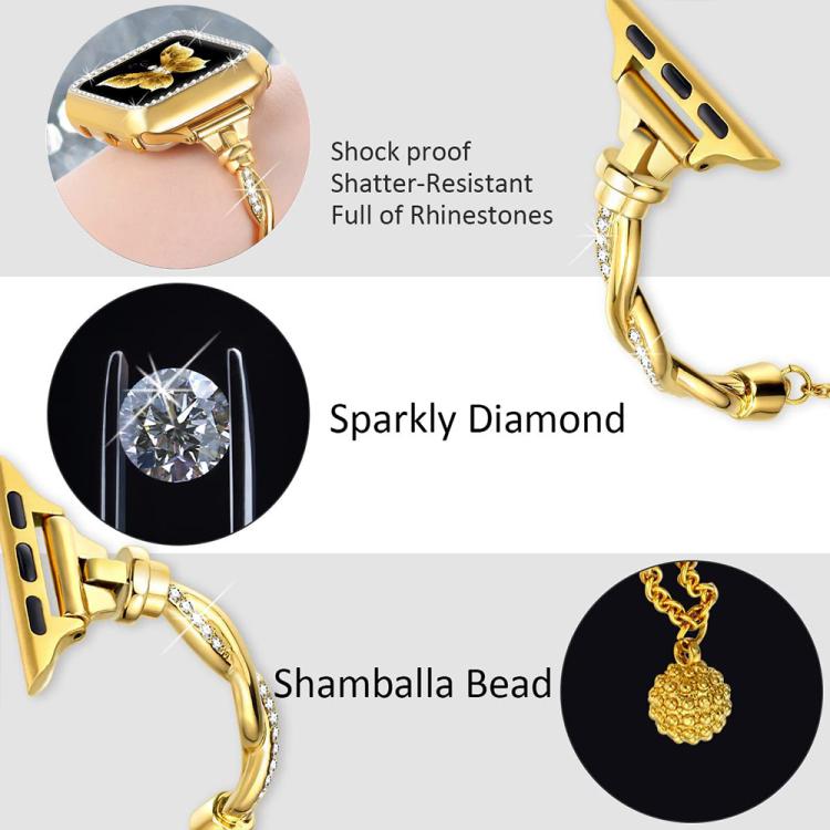For Apple Watch 38 / 40 / 41 / S10 42mm xDfind Twist Bracelet Diamond Metal Watch Band(Gold) by xDfind