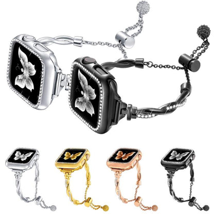 For Apple Watch 42 / 44 / 45 / 46 / 49mm xDfind Twist Bracelet Diamond Metal Watch Band(Silver) by xDfind