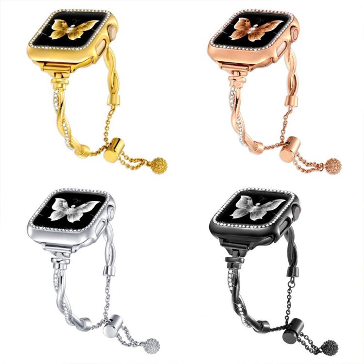 For Apple Watch 38 / 40 / 41 / S10 42mm xDfind Twist Bracelet Diamond Metal Watch Band(Gold) by xDfind