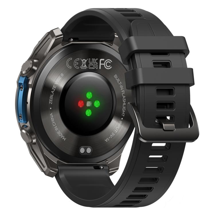 Zeblaze Vibe 8 Rugged Outdoor Smart Watch 1.43 inch Screen 5 ATM & IP69K Built-in Flashlight(Black) by Zeblaze