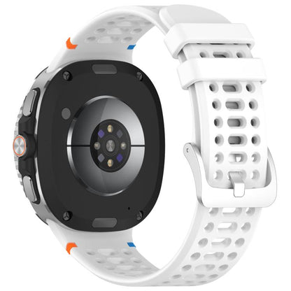 For Samsung Galaxy Watch8 / Watch8 Classic xDfind Alloy Silver Buckle Breathable Hole Silicone Watch Band(White) by xDfind