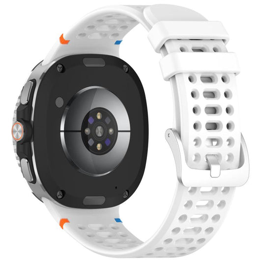 For Samsung Galaxy Watch8 / Watch8 Classic xDfind Alloy Silver Buckle Breathable Hole Silicone Watch Band(White) by xDfind