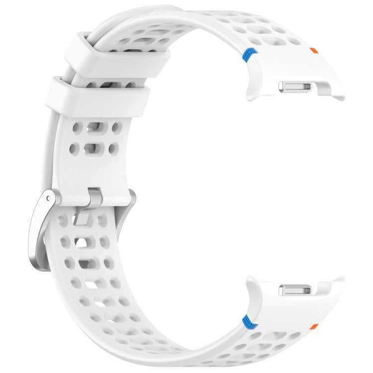 For Samsung Galaxy Watch8 / Watch8 Classic xDfind Alloy Silver Buckle Breathable Hole Silicone Watch Band(White) by xDfind